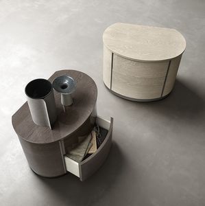 Round bedside table, Bedside table with rounded shapes