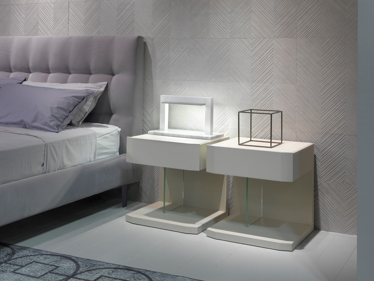 SAMAR nightstand, Bedside table with beveled front