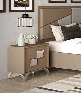 Sofia, Wooden bedside table, leather effect finish