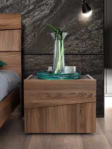 Storm bedside table, Wooden bedside table with strong lines