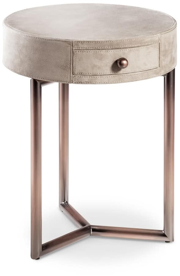 Teo bedside table, Leather Round Bedside Table
