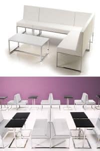 Poema Metallo, contract bench, design bench, modern bench Waiting rooms, Stations, Ice-cream parlours, Restaurant