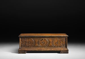 Art. C15 bench, Bench, carved, in solid wood