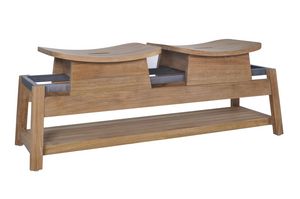 Bhumi 02C4, Double bench in teak wood, for outdoors