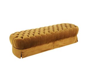 Grace bench, Classic bench with an elongated seat and capitonn� upholstery
