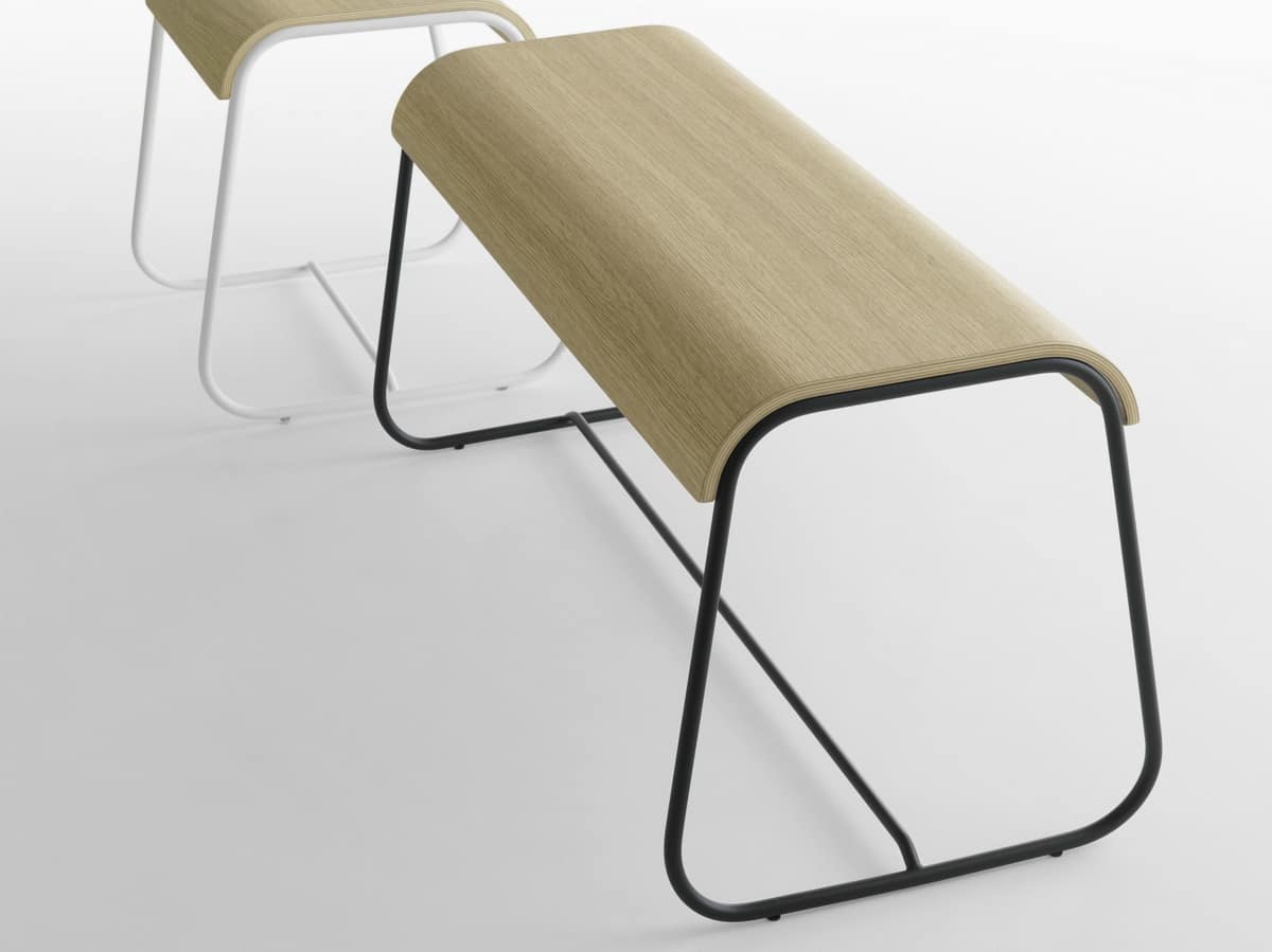 Lineo B/VS, Bench with steel structure and wooden seat