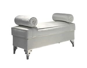 Lucrezia, Bench with cylindrical cushions and decorative feet