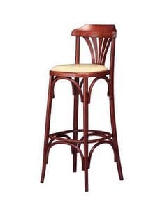 119, Retro stool, in bent wood, with padded seat