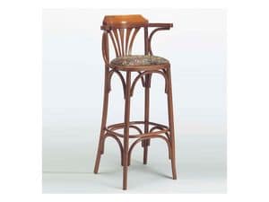 120, Classic wooden stool, padded seat, for Bistro