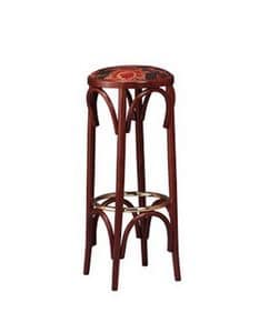 123, Wooden stool in bistro style, round seat