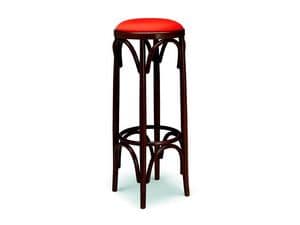 704, Stool in curved wood, padded seat, for bars and pubs