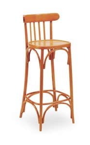 B07SG, Curved wooden barstool, back with vertical design, for bars and pubs