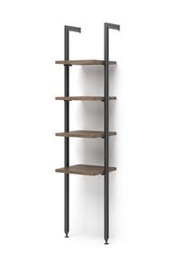 Art. 31178 Upright shelving unit with 4 shelves, Bookcase with metal uprights, shelves in melamine-faced wood