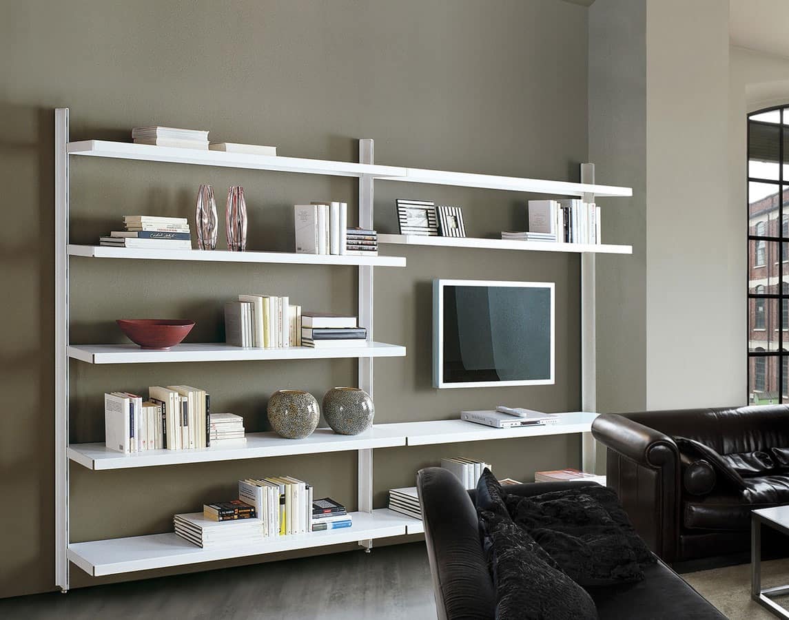 Big wall unit with floor support, Libraries shelf for offices and contract use