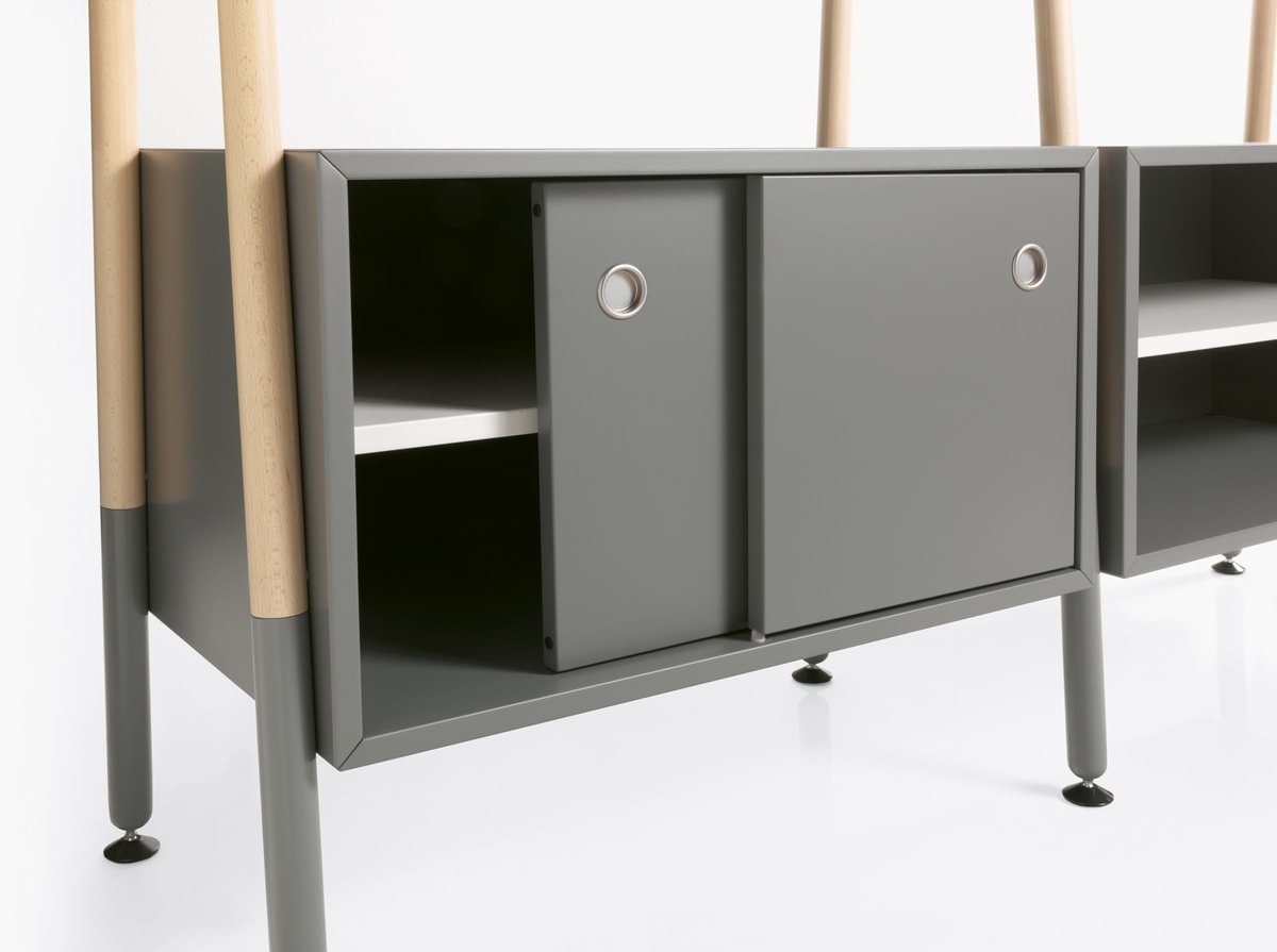 Blog, Modular bookcase, with containers and upholstered back