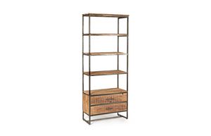 Bookcase 4P-2C Elmer, Bookcase with shelves and drawers in acacia wood