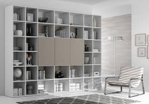 Bookcase AL 10, Bookcase with 3 closable boxes, in modern style