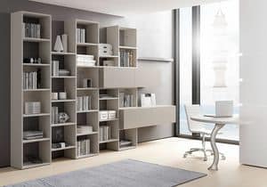 Bookcase AL 13, Bookcase with containers with tilting opening