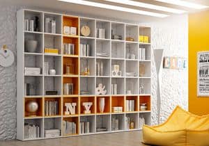 Bookcase AL 14, Bookcase with square boxes, in simple style