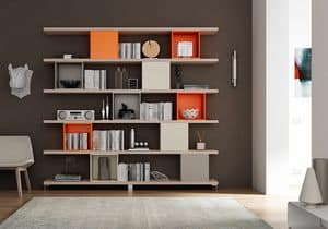 Bookcase AL 17, Bookcase made of shelves and square containers