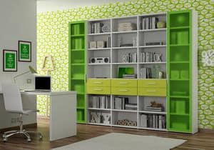 Bookcase AL 18, Bookcase with 2 doors in aluminum and methacrylate