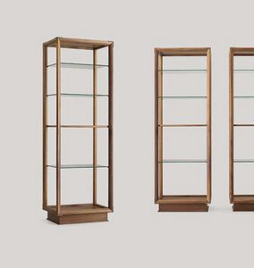 Didier column bookcase, Double-sided bookcase with glass shelves