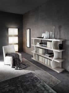 DUNE bookcase, Design bookcase with shelves with fris effect