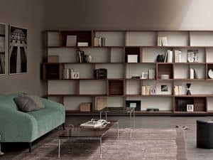 E-Wall bookcase, Storage wall, modular bookcase for home and office
