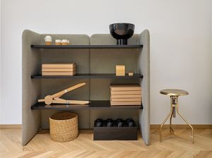 Eden bookcase, Office bookcase with sound-absorbing fabric panels