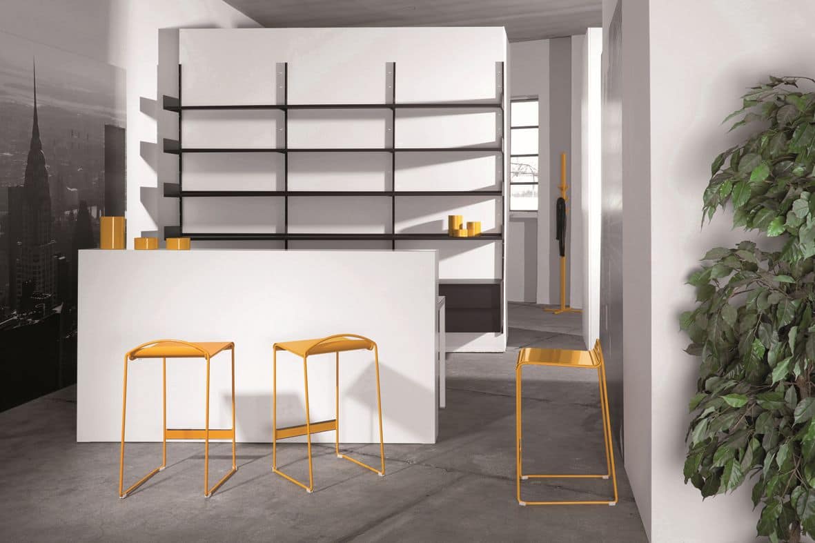 Elle System Office, Lacquered metal bookcase, modular, for libraries and offices