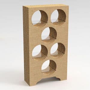 EMMENTAL, Design bookcase realized in cardboard, with holes