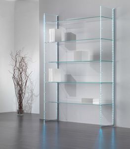 Glassystem COM/GS20, Glass bookcase, with LED strips light