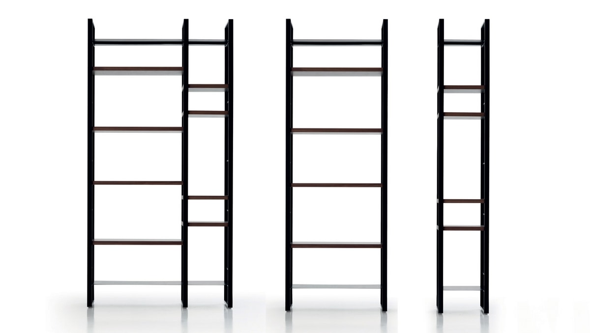Link, Modular bookcase with essential and pure shapes