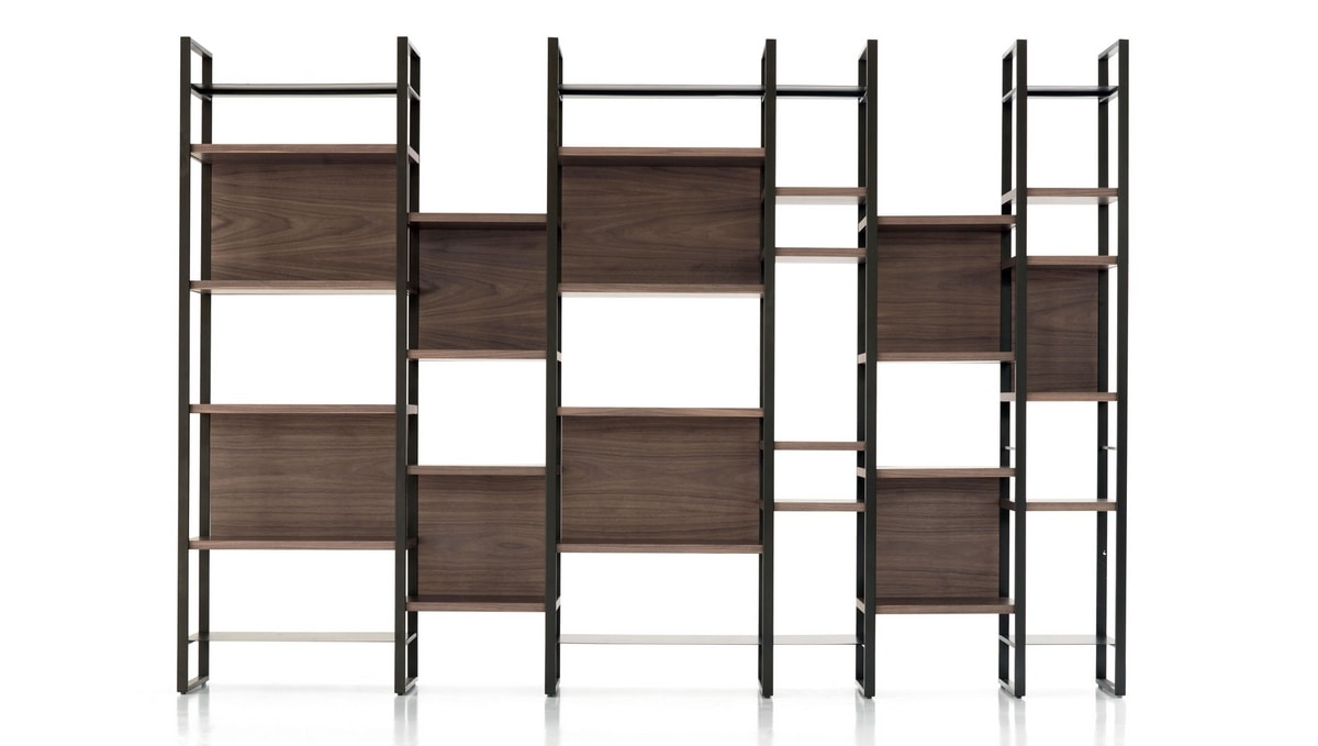 Link, Modular bookcase with essential and pure shapes