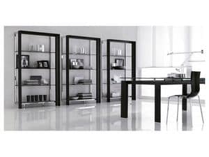 MIAMI bookcase, Precious bookcase with glass shelves, for modern living room