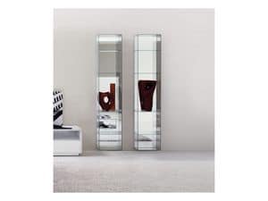 Miss Bookcase, Modern bookcase, in glass, with mirror back