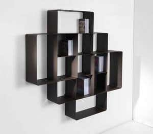 Mondrian comp. 02B, Modular bookcase in varnished steel, available in several colours