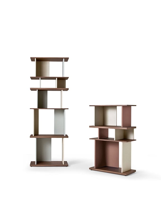 Bookcase With Shelves In Different Heights Walnut Veneer Idfdesign