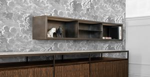 Orizzonte, Metal bookcase with marble top