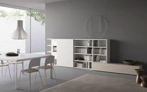 Spazioteca SP016, Modular bookcase with shelves and box containers