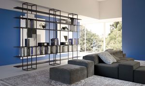 Square bookcase, Modular bookcases with metal structure