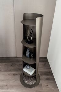 Ulisse bookcase, Column bookcase, metal structure and marble base