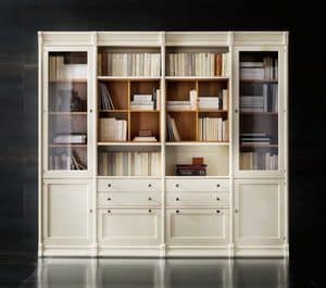 Victoria Art. 03.004, Lacquered modularbookcase, in cherry wood, for living room