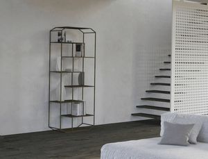 Yin, Iron bookcase with wooden shelves