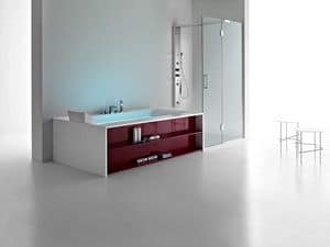 Sensual 190 S, Modern bathtub with shelves, for hotel room