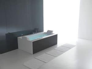 Sensual 190x100 - 190x90 - 190x80, Modern rectangular bath, with mixer, for spas