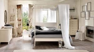 Ciro wood bed, Solid wood bed, headboard with blind motif
