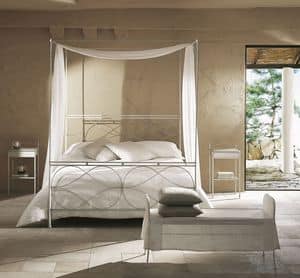 Raphael bed, Single modern canopy bed with hand-polished welds