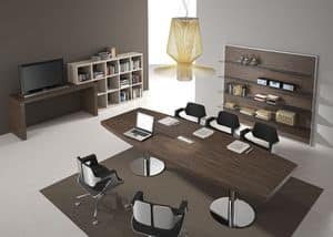Titano comp.6, Table with 2 chromed bases for meeting room