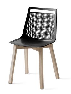 Akami BL, Technopolymer chair with wooden legs